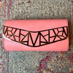 NEW faux leather geo design clutch or crossbody